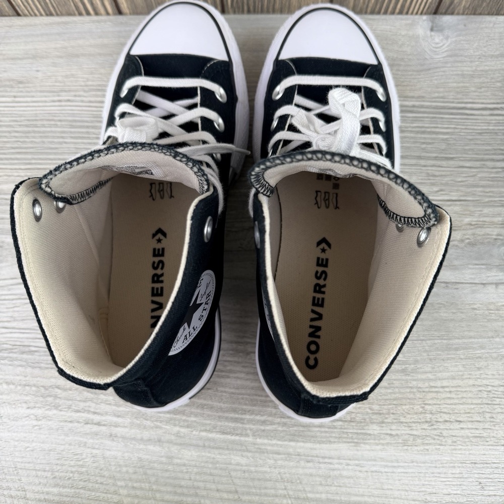 Converse Black and White Platform Chuck Taylor High Top Sneakers - Picture 10 of 13